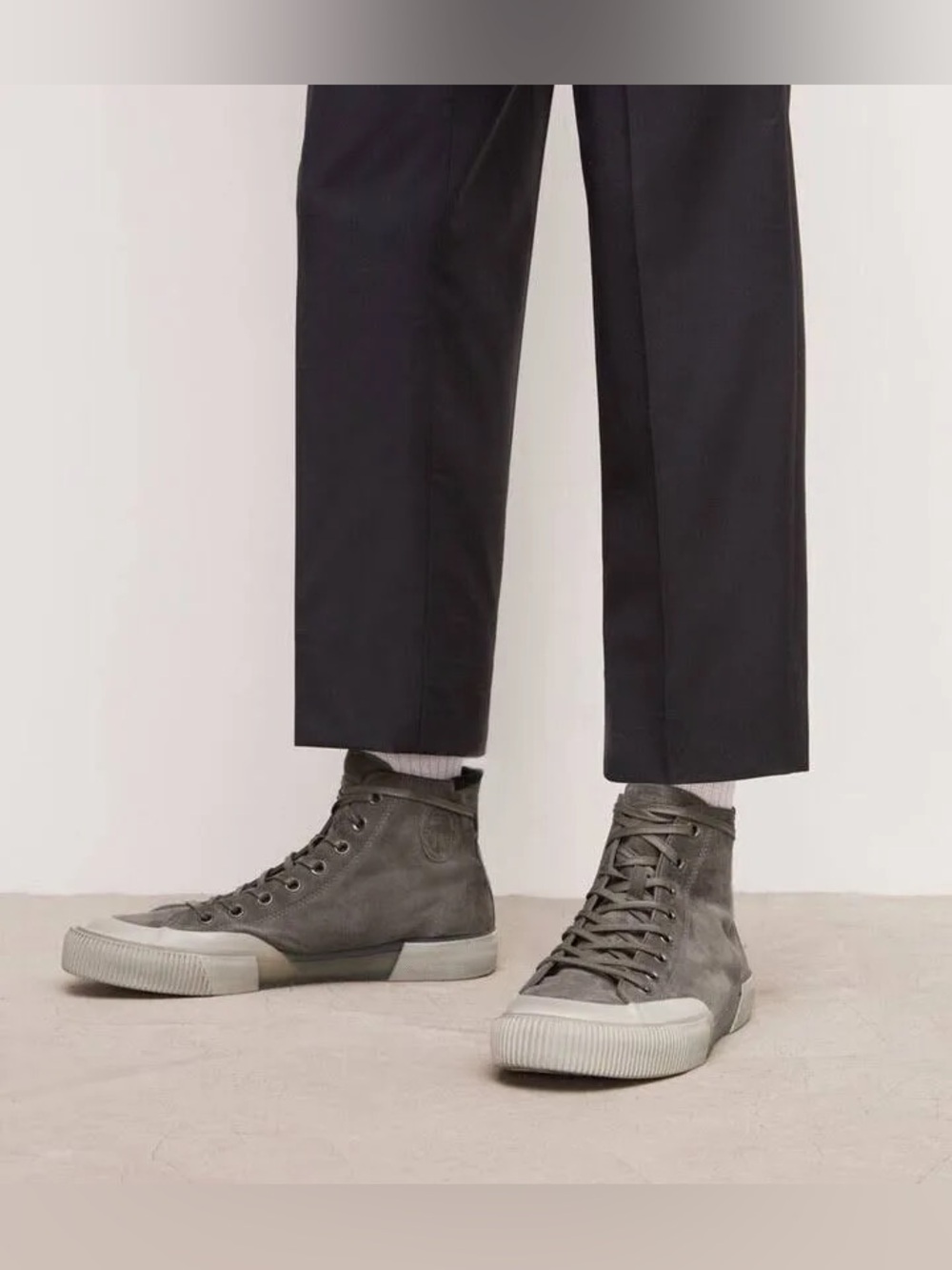 Men's AllSaints Dumont High Top Sneakers Shoes Gray Suede - Size US 8